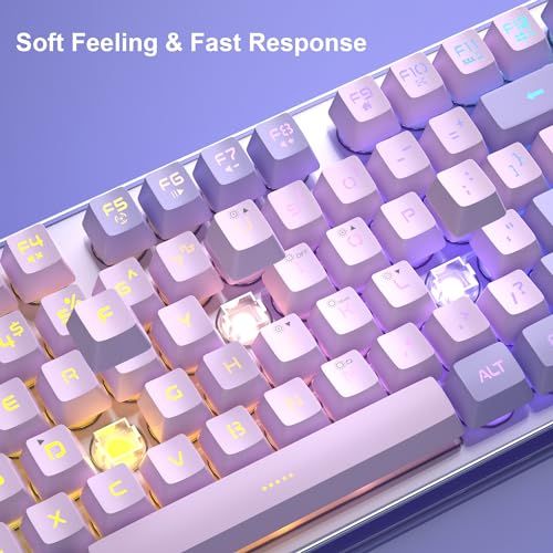 ゲーミングキーボードとマウスのコンボ、K1 RGB LEDバックライト付き有線キーボード 104キー付き コンピューター PC/ラップトップ用ゲーミングキーボード(パープル)Ju