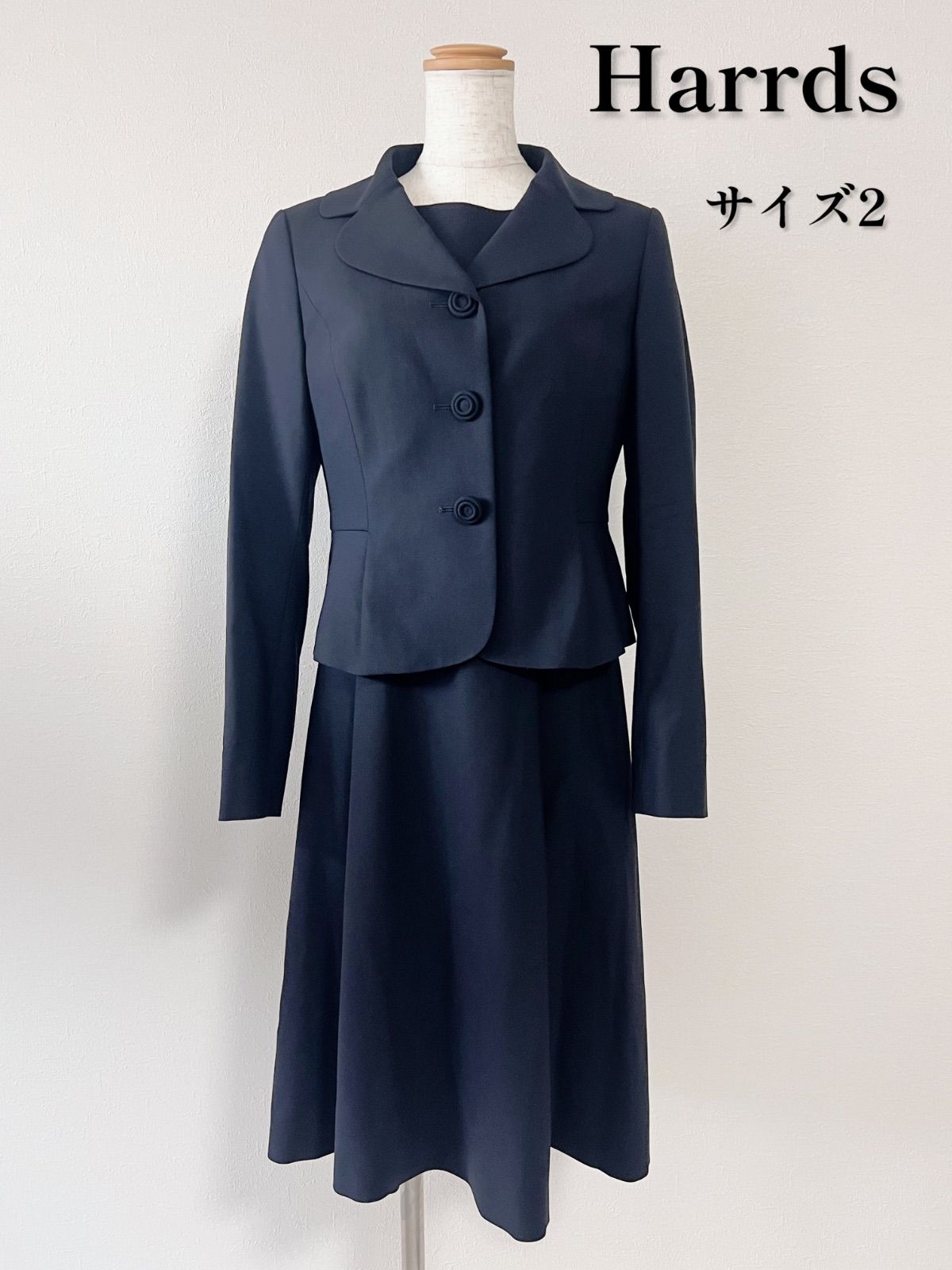 Harrds ハロッズ　セットアップ　紺色　2 ワンピース　ジャケット　無地