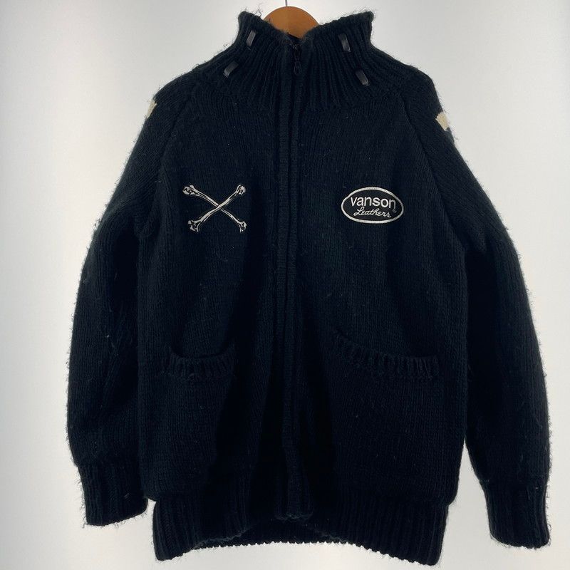 中古品】 VANSON バンソン SKULL CROSS BONES ZIP KNIT JACKET