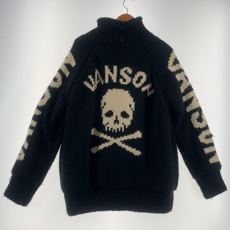 【中古品】 VANSON バンソン SKULL CROSS BONES ZIP KNIT JACKET スケルトン クロス ボーンズ ジップ ニット ジャケット アウター 【145-260617-sa-12-tei】