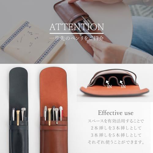 [Dom Teporna] 本革 ペンケース 3本 万年筆 シンプル おしゃれ イタリアンレザー コンパクト 筆箱 ペンホルダー 文房具 ダークブラウン/3本差し/ 58601871