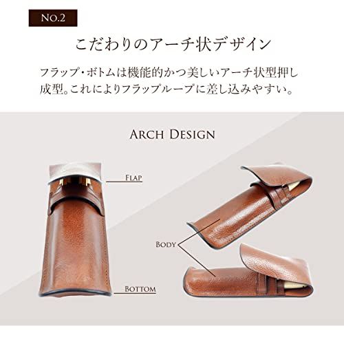 [Dom Teporna] 本革 ペンケース 3本 万年筆 シンプル おしゃれ イタリアンレザー コンパクト 筆箱 ペンホルダー 文房具 ダークブラウン/3本差し/ 58601871