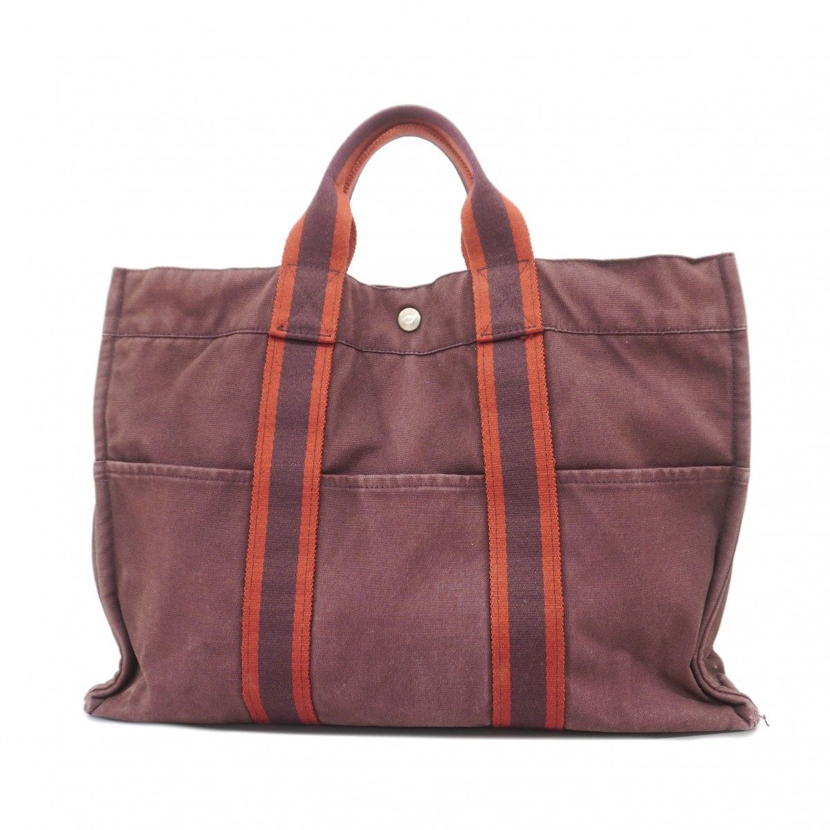 【6fb3090-k】エルメス トートバッグ フールトゥMM キャンバス ボルドー シルバー金具【中古】メンズ レディース ユニセックス