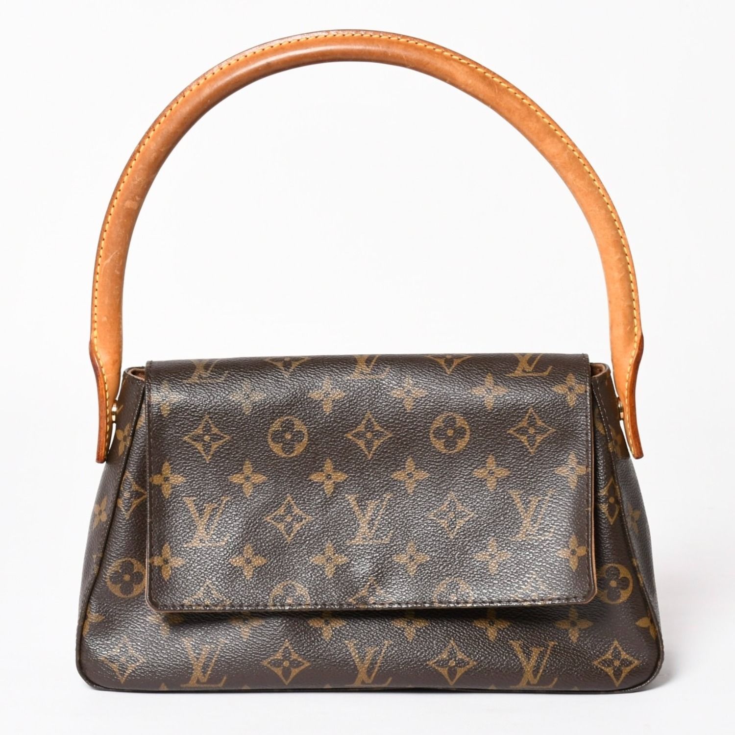 LOUIS VUITTON ルイヴィトン ミニ ルーピング ワンショルダーバッグ M51147 モノグラム PVC レザー ブラウン 美品 中古 4a004222