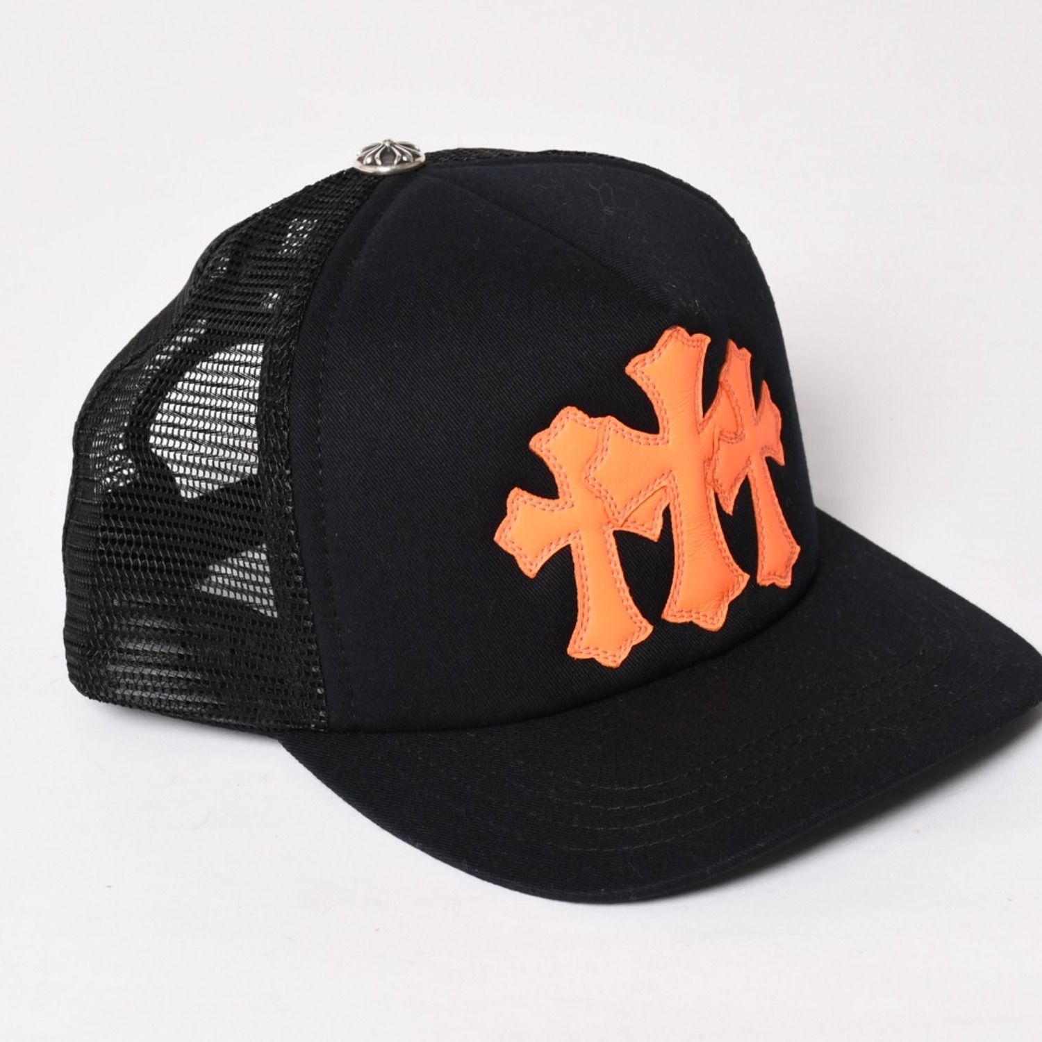 CHROME HEARTS メッシュキャップ ブラック/オレンジ 新品未使用品 CHROME HEARTS クロムハーツ セメタリーレザー クロス