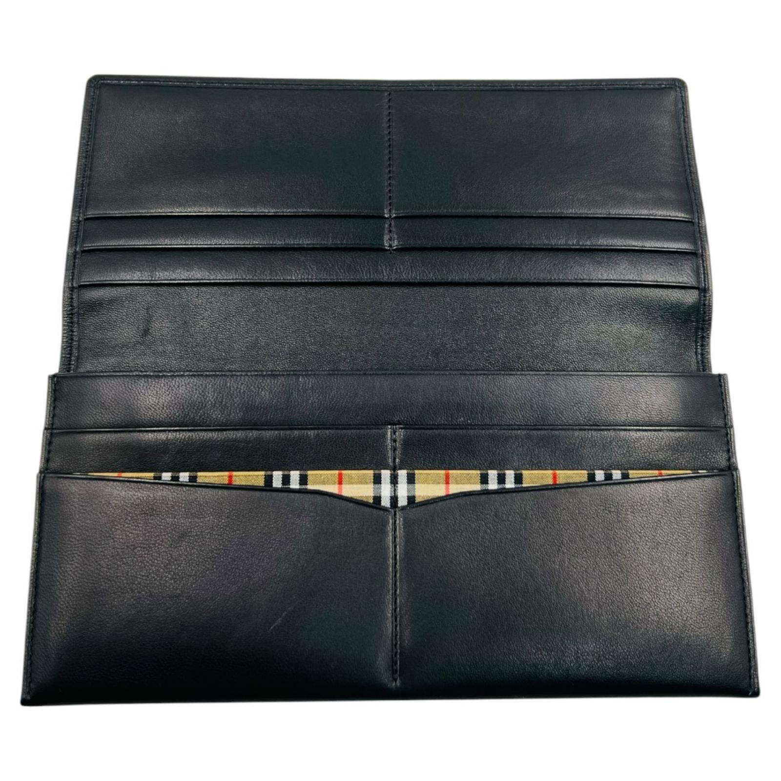 BURBERRY バーバリー 長財布 レザー ブラック 黒 ノバチェック BURBERRY バーバリー 長財布 レザー ブラック 黒 ノバチェック