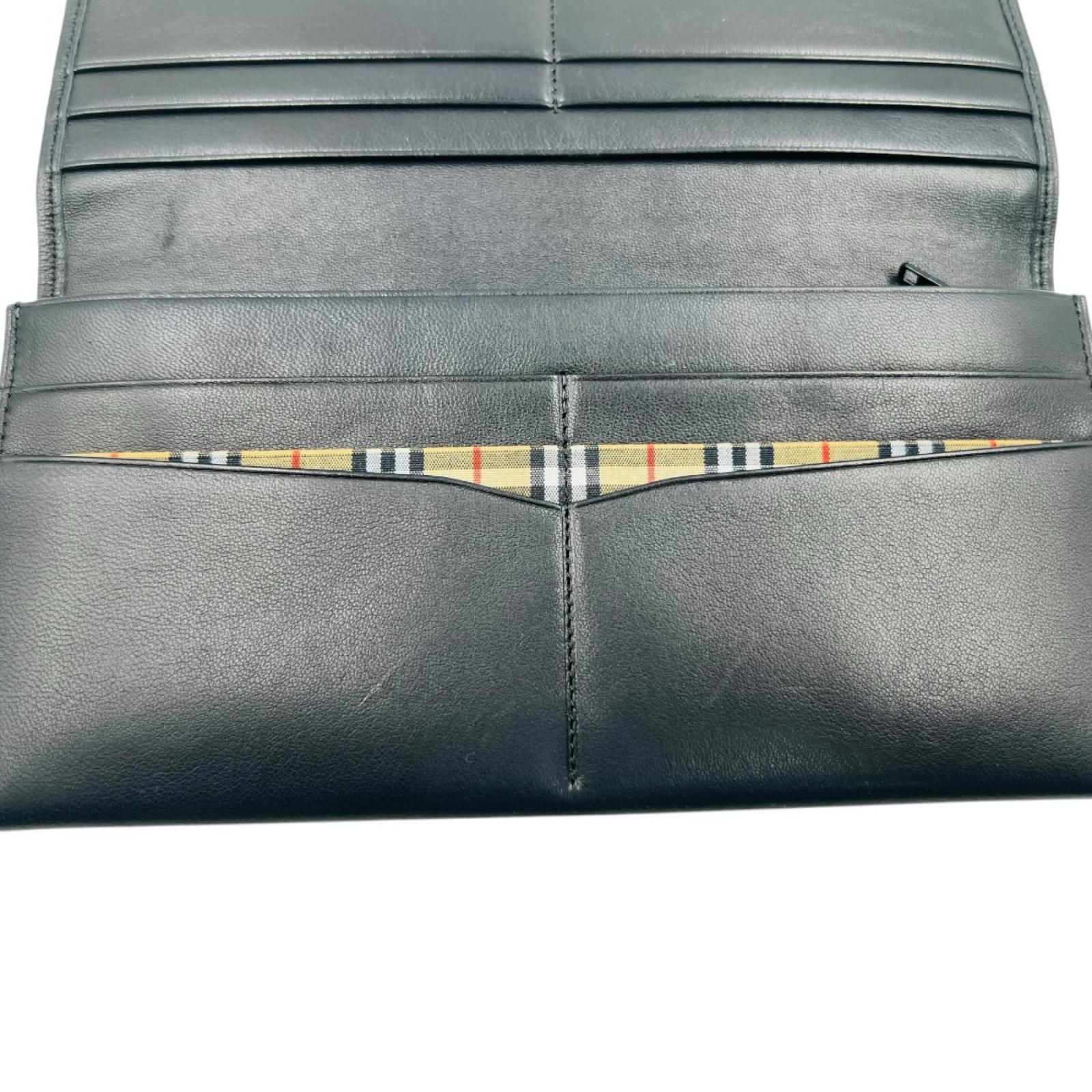 BURBERRY バーバリー 長財布 レザー ブラック 黒 ノバチェック BURBERRY バーバリー 長財布 レザー ブラック 黒 ノバチェック