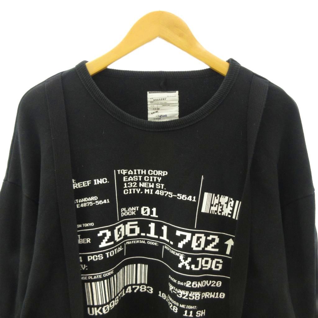 シャリーフ SHAREEF 19SS スウェット トレーナー プリント ベルト 長袖 2 黒 ブラック 0612 シャリーフ SHAREEF 19SS スウェット トレーナー プリント ベルト 長袖 2 黒 ブラック 0612
