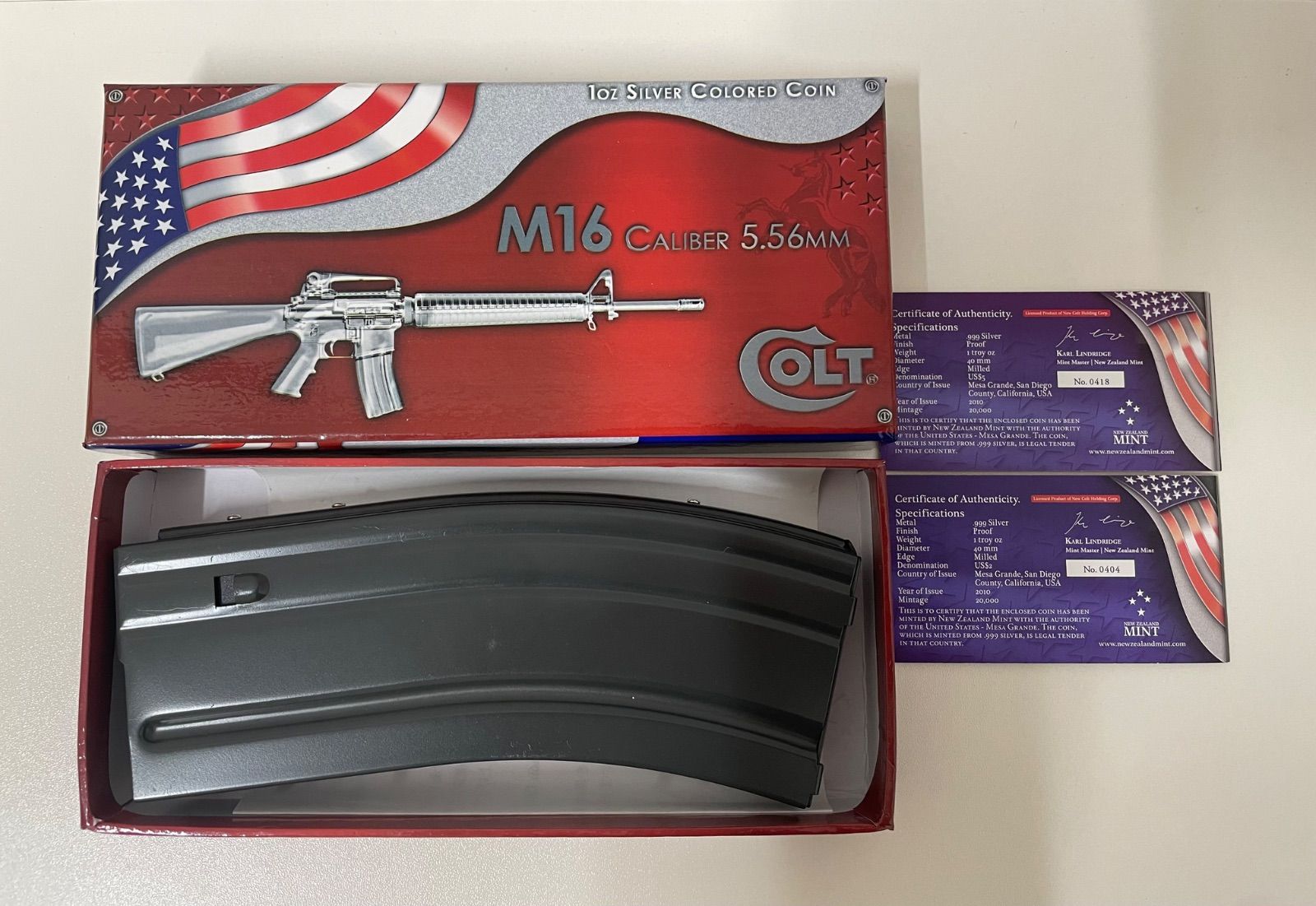 999 SILVER 1OZ COLT M16 CALIBER 5.56MM COIN　　　　　　　　　　　　　　　　　　M370