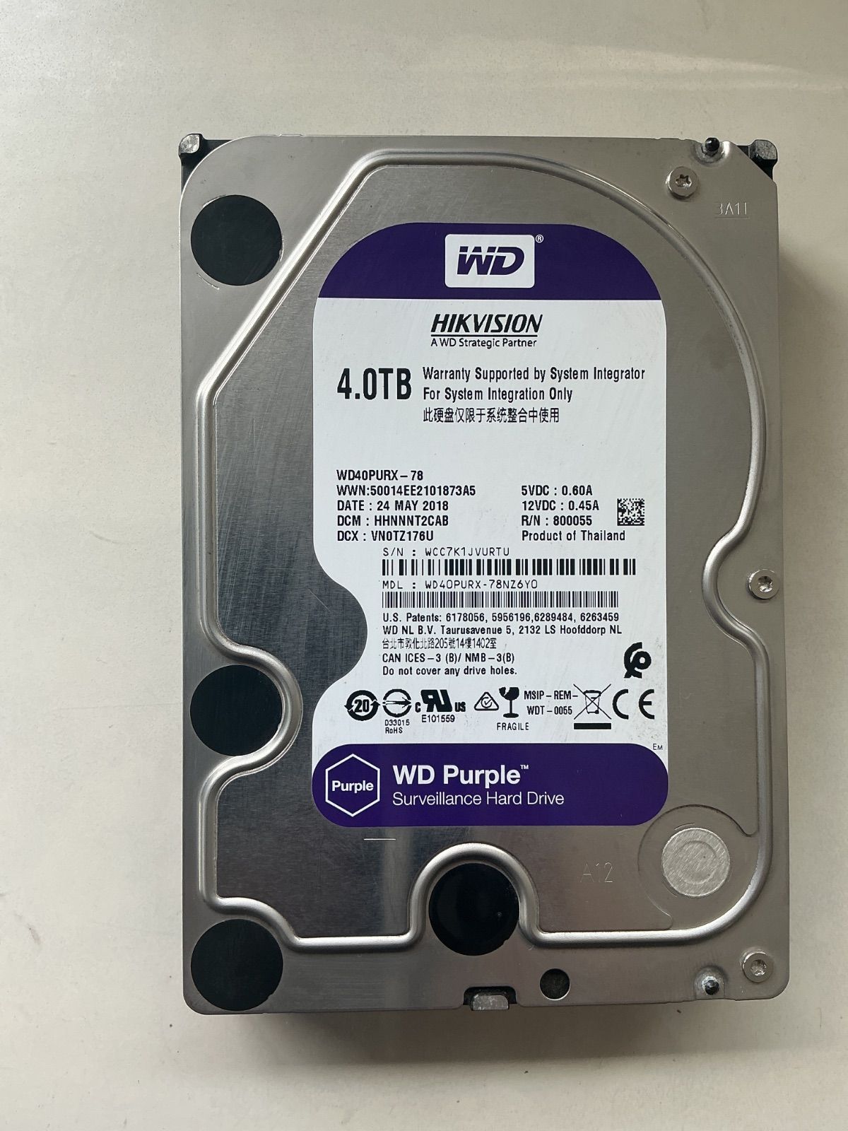 WD Purple 4TB HDD URTU