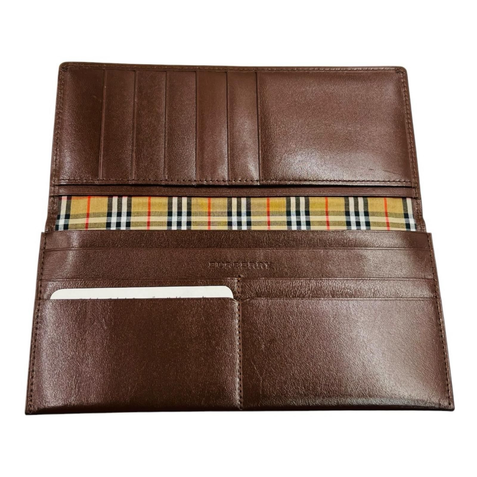BURBERRY バーバリー 長財布 レザー ブラウン 茶色 ノバチェック BURBERRY バーバリー 長財布 レザー ブラウン 茶色 ノバチェック