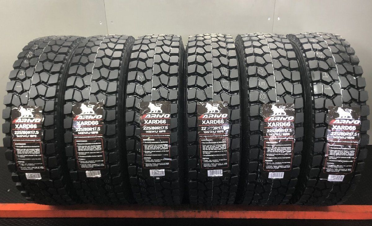 【新品】26年製 札幌発 作業可 ARIVO XARD66 225/80R17.5 143/141J 18PR 17.5インチ トラックタイヤ 夏タイヤ ミックス 6本 4t 　(VTM592)