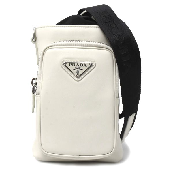 プラダ バッグ レディース フォンケース ショルダーバッグ カーフ オフホワイト系 PRADA 2ZH155 中古