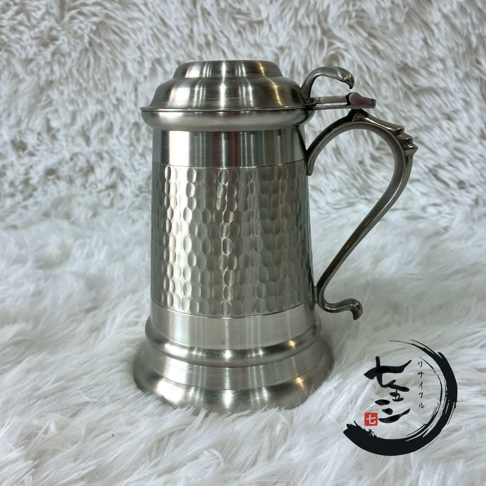 超美品】錫半 ピューター 蓋付きジョッキ タンブラー ビアマグ 酒器