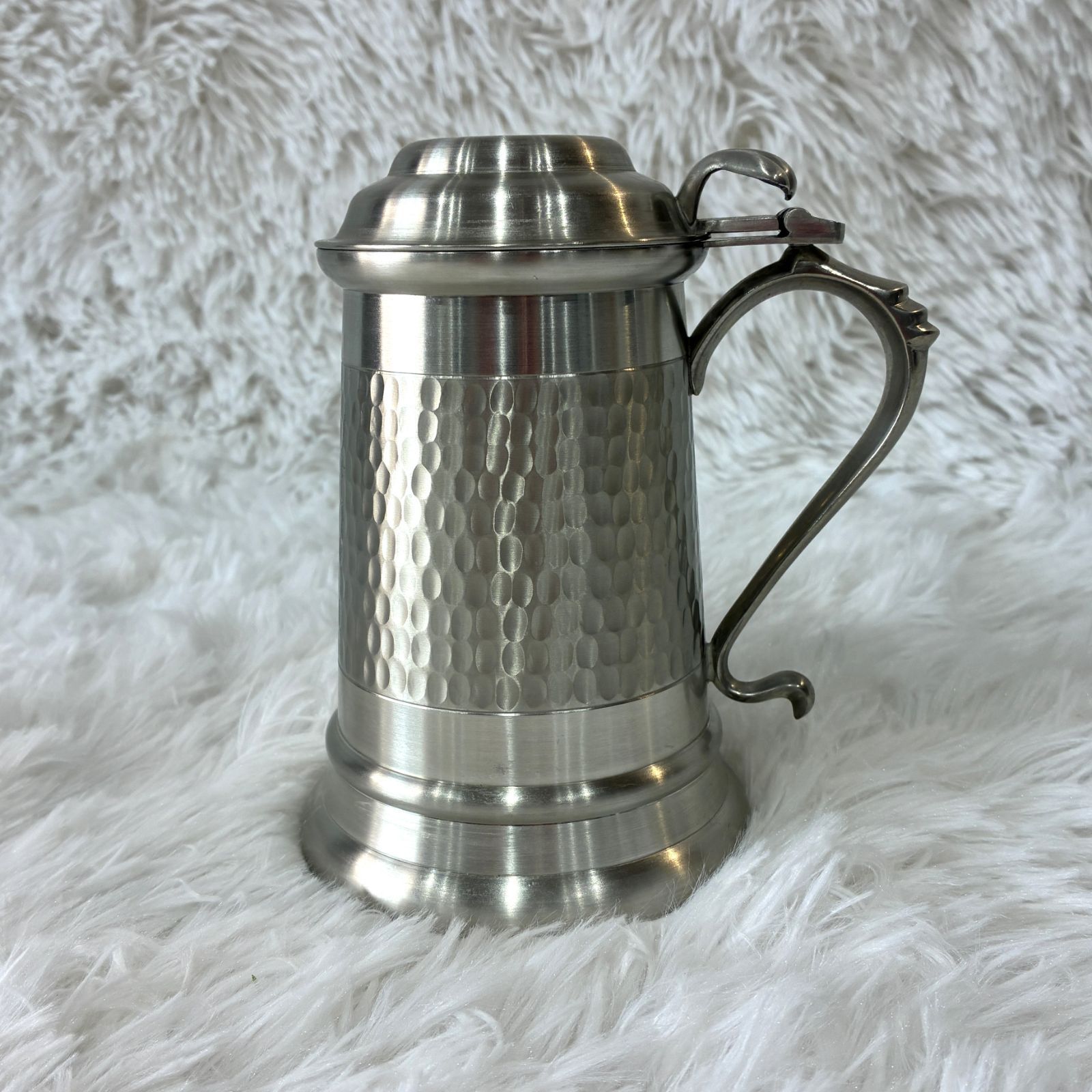 超美品】錫半 ピューター 蓋付きジョッキ タンブラー ビアマグ 酒器