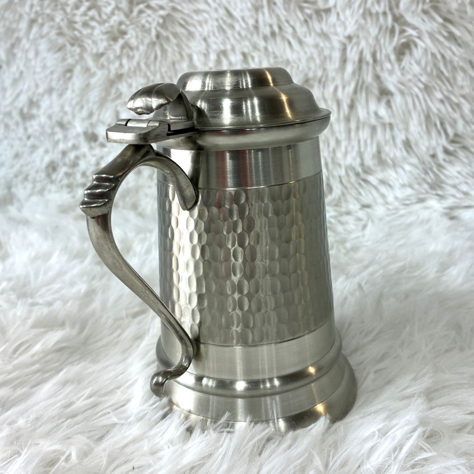 超美品】錫半 ピューター 蓋付きジョッキ タンブラー ビアマグ 酒器