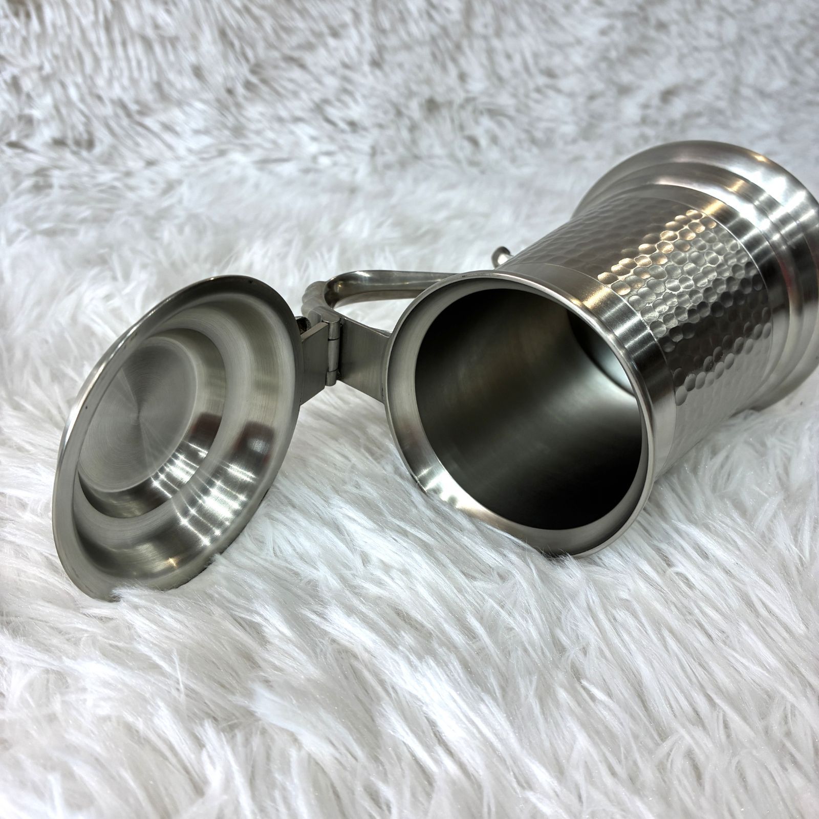 超美品】錫半 ピューター 蓋付きジョッキ タンブラー ビアマグ 酒器