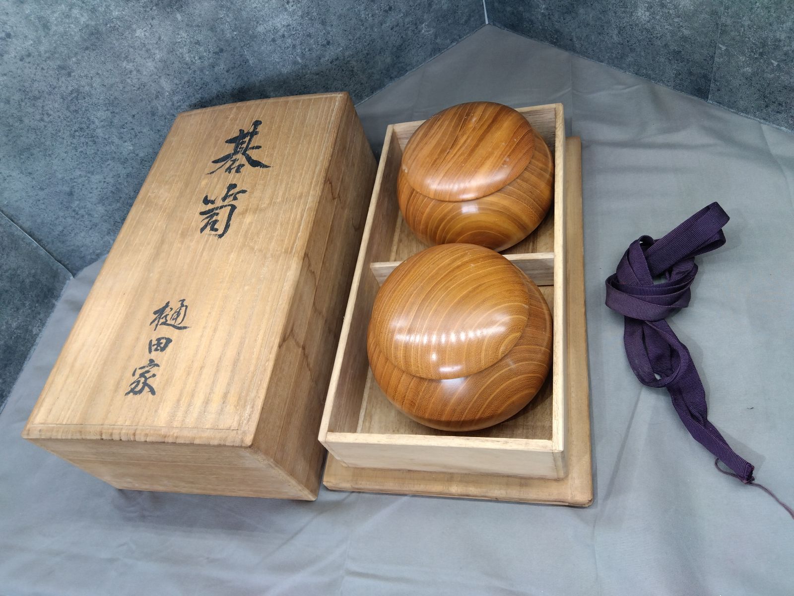 囲碁 碁石セット 碁笥 木箱付 大正14年 アンティーク品 #1347