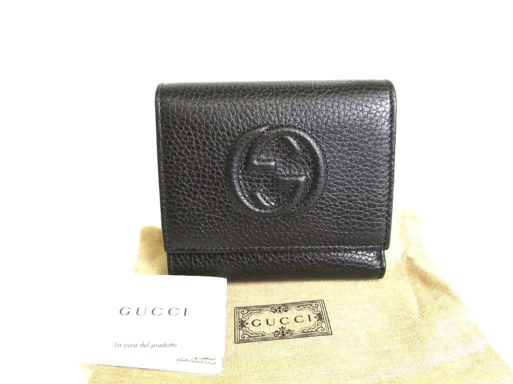 グッチ GUCCI ソーホー インターロッキングG レザー 3つ折り 長財布 メンズ レディース 【未使用保管品】