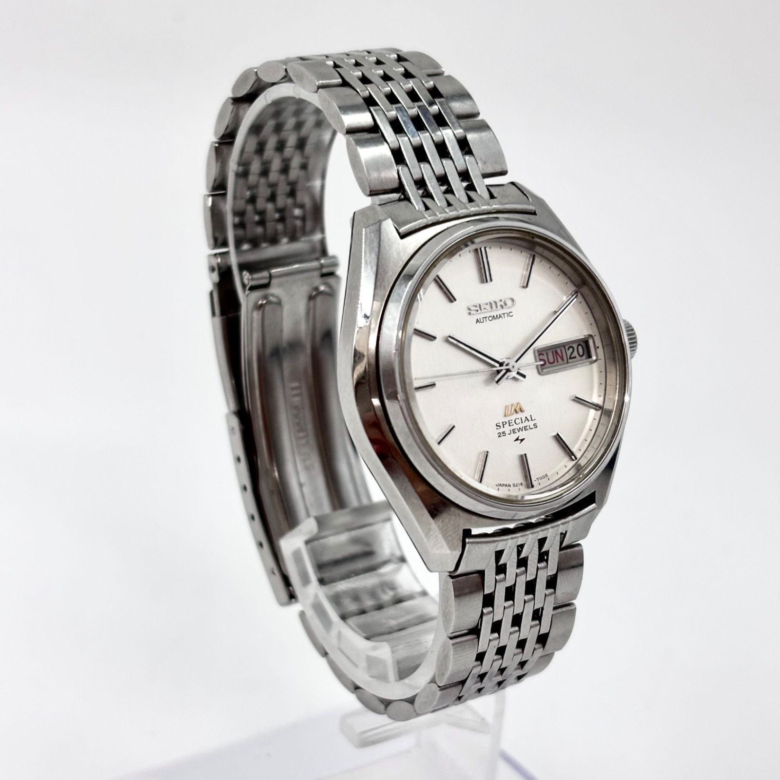 【稼働/純正ブレス】SEIKO/セイコー LM Special/ロードマチック スペシャル 腕時計 自動巻き/AT デイデイト 25石 絹目/変わり文字盤 1974年11月製造 japan vintage