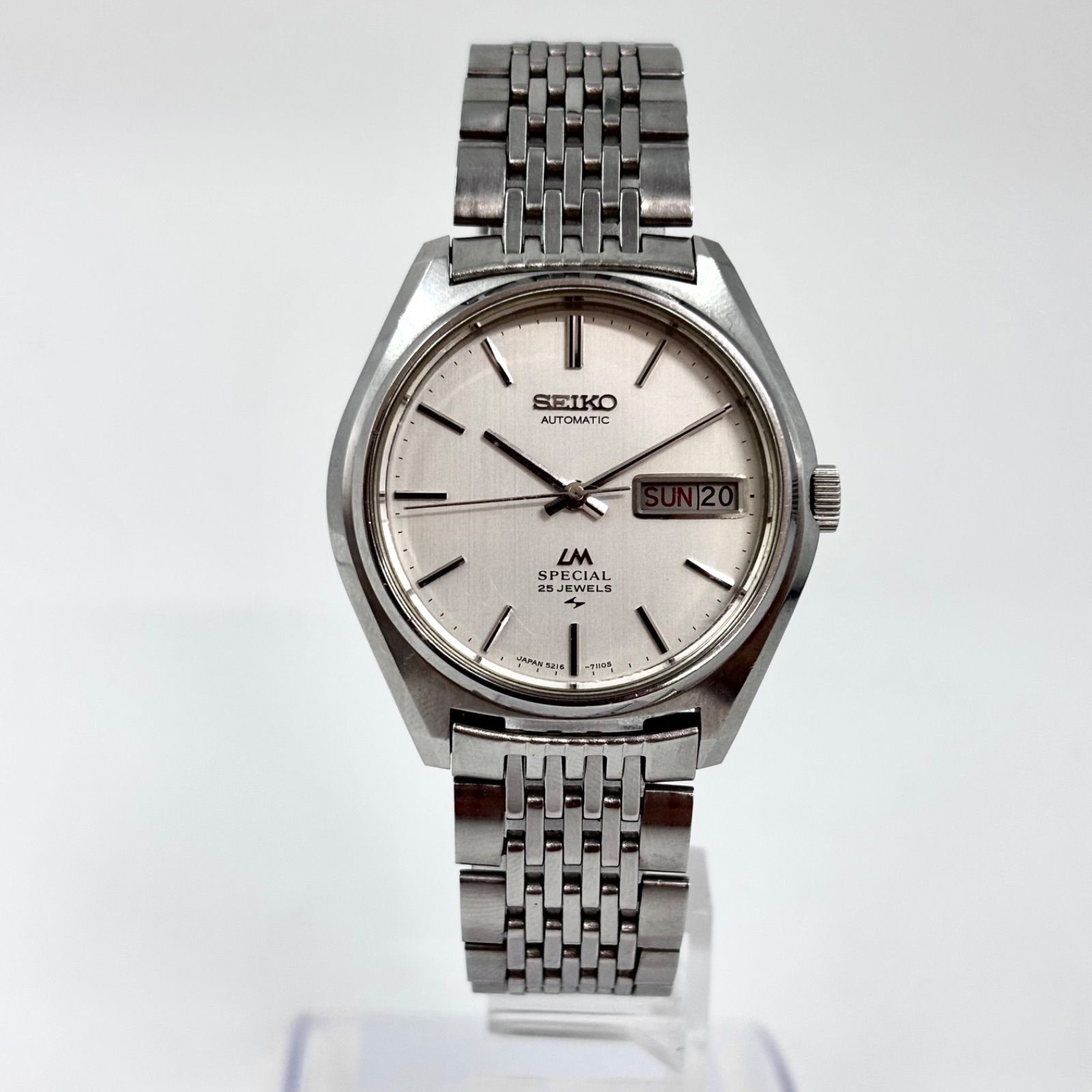 【稼働/純正ブレス】SEIKO/セイコー LM Special/ロードマチック スペシャル 腕時計 自動巻き/AT デイデイト 25石 絹目/変わり文字盤 1974年11月製造 japan vintage