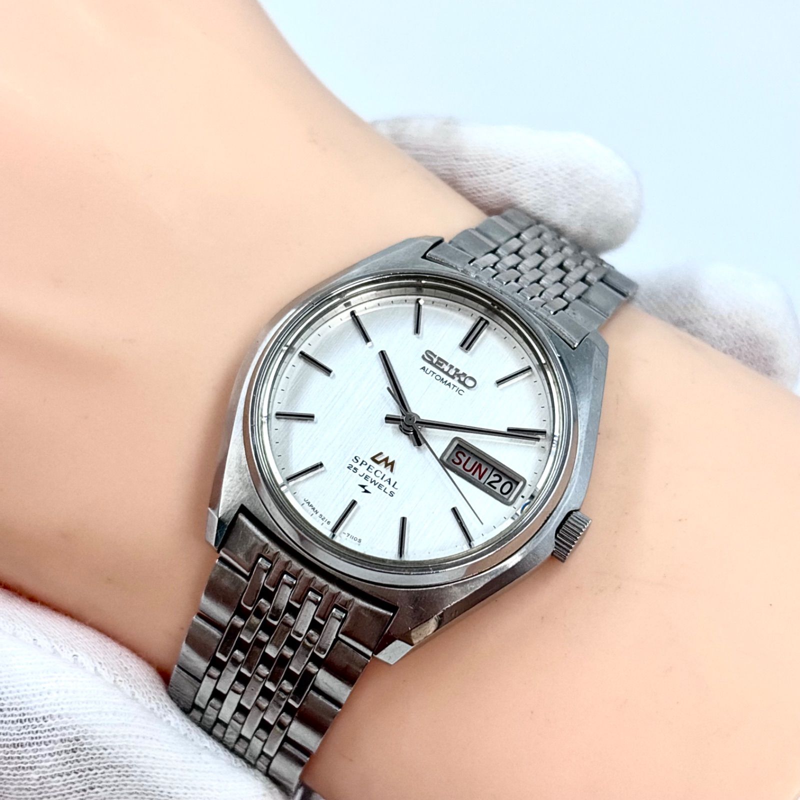 【稼働/純正ブレス】SEIKO/セイコー LM Special/ロードマチック スペシャル 腕時計 自動巻き/AT デイデイト 25石 絹目/変わり文字盤 1974年11月製造 japan vintage