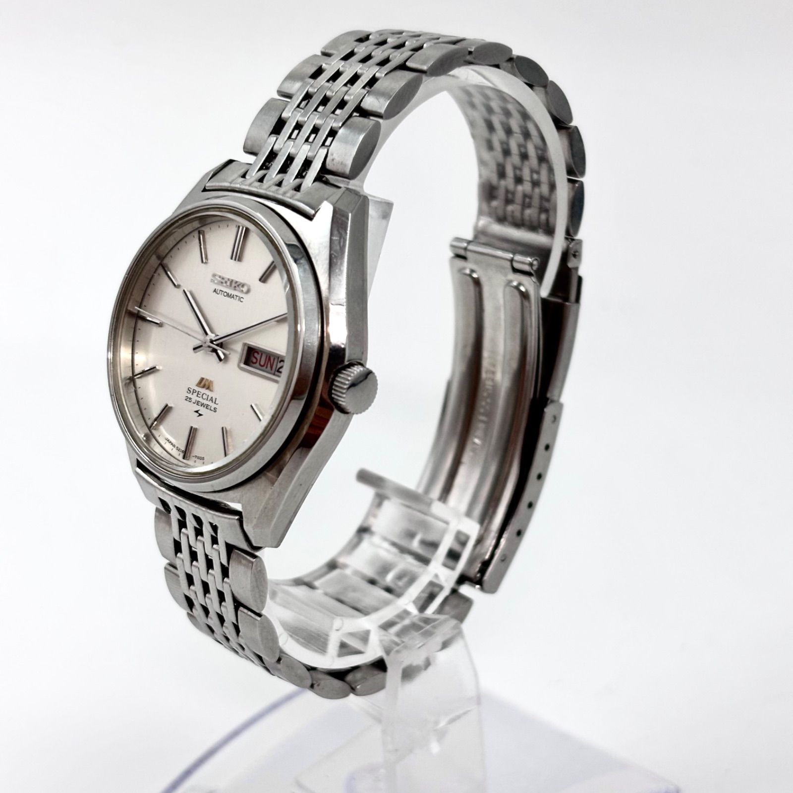 【稼働/純正ブレス】SEIKO/セイコー LM Special/ロードマチック スペシャル 腕時計 自動巻き/AT デイデイト 25石 絹目/変わり文字盤 1974年11月製造 japan vintage