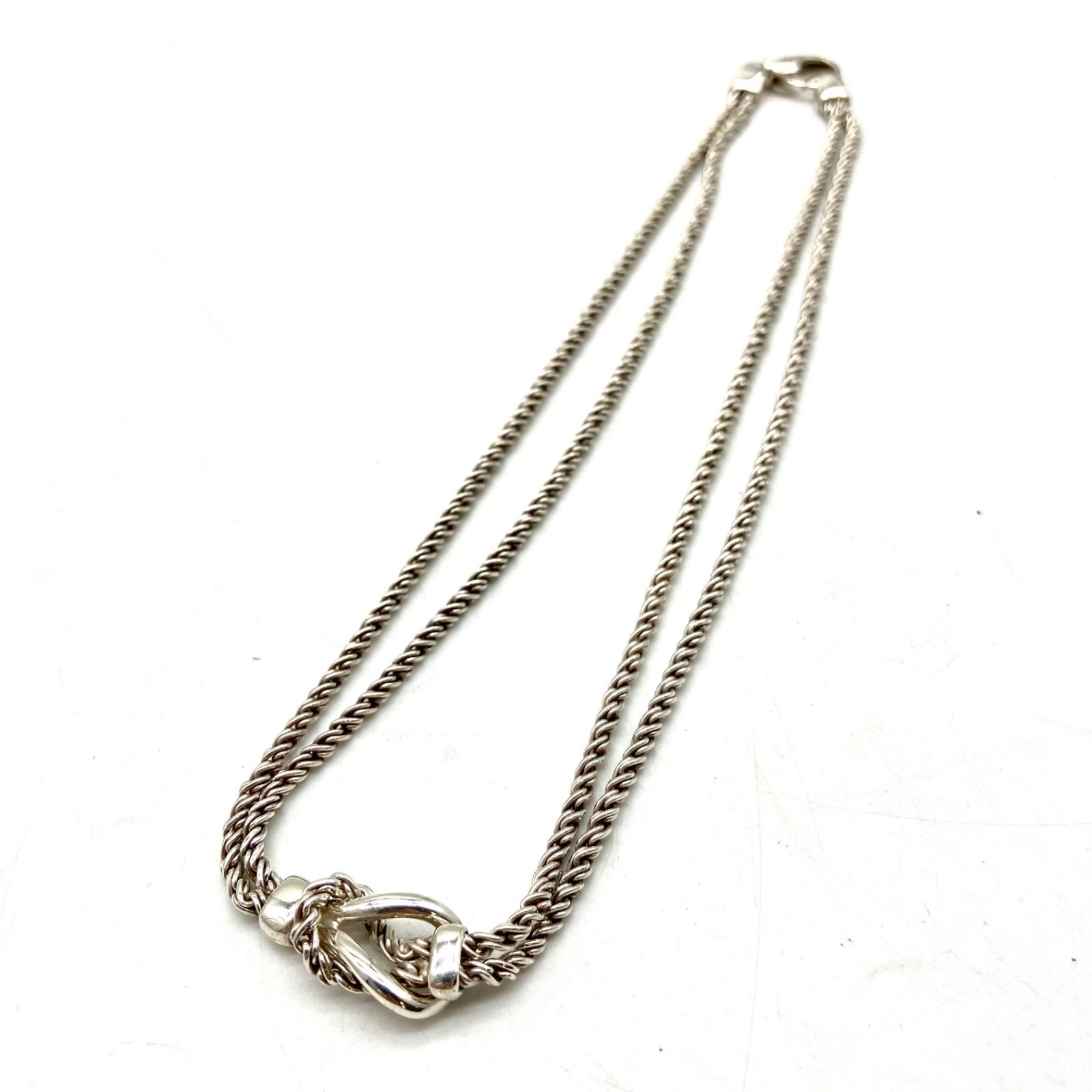 H378【お買い得】Tiffany & Co. ネックレス ダブルロープ センターノット SV925