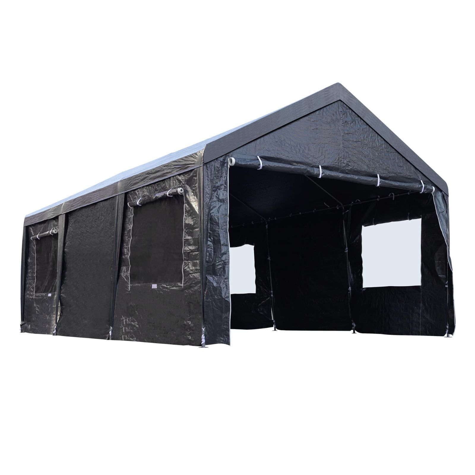 【人気商品】UVカット 防雨 UPF50 お祭り 倉庫 ガレージ 3.6×5.9×2.9m 車庫テント 軽自動車用 大型 カーポート 駐車 テント スチール製 頑丈 BTM 仮設倉庫