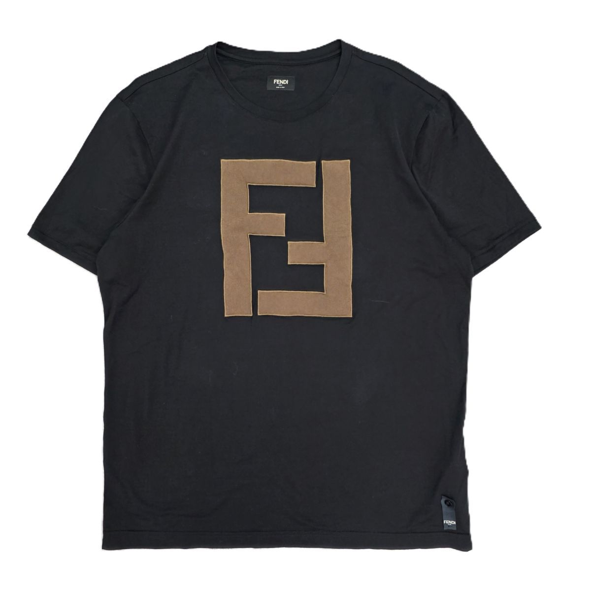 FENDI フェンディ 立体ロゴ FFモチーフ XXXL 半袖Ｔシャツ FENDI FY0894 A2BN メンズ コットン ブラック 中古