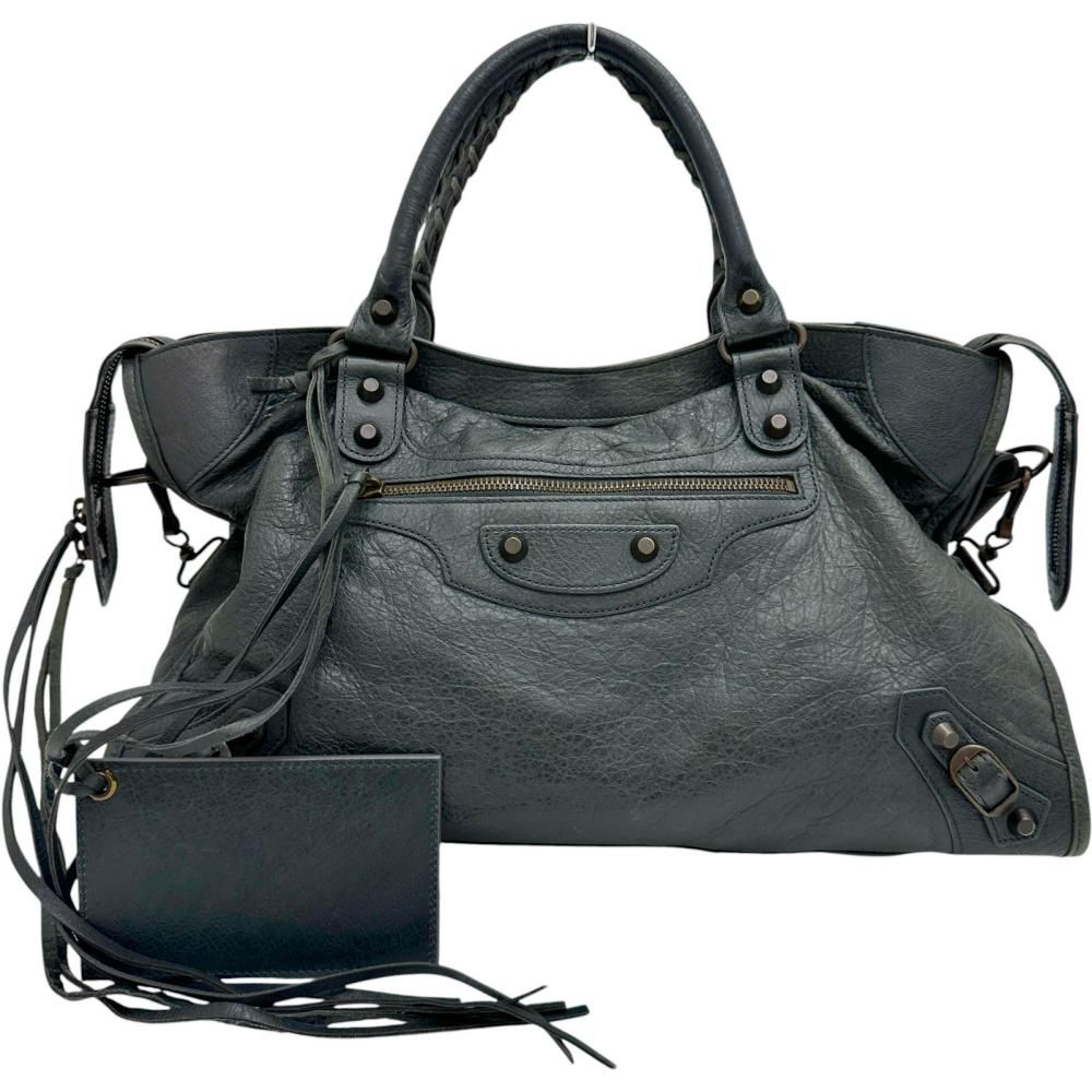 【BALENCIAGA/バレンシアガ】115748 2WAYショルダーバッグ ショルダーバッグ レザー グレーグリーンレザー/ブラウン金具 レディース 【中古】【真子質店】【BL】