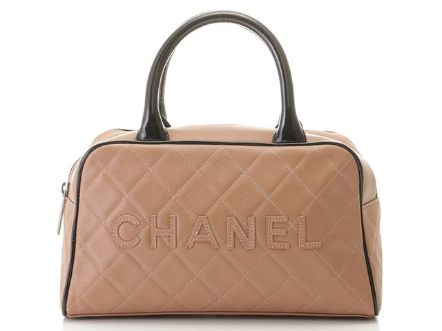 CHANEL シャネル バッグ マトラッセ ハンドバッグ ピンクベージュ/ブラック/SV ﾊﾞｯｸﾞ ハンドバッグ キャビアスキン/パテントレザー ブラック レディース【中古】