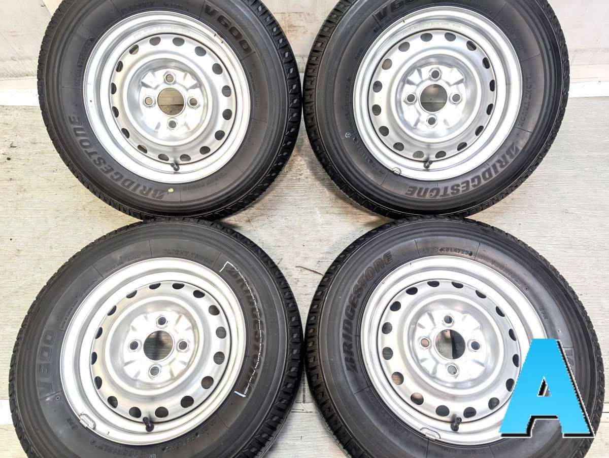 165R13 6PR ブリヂストン V600 日産純正 13x5.0 100-4穴 中古タイヤ サマータイヤ ホイールセット 4本セット s13260529012