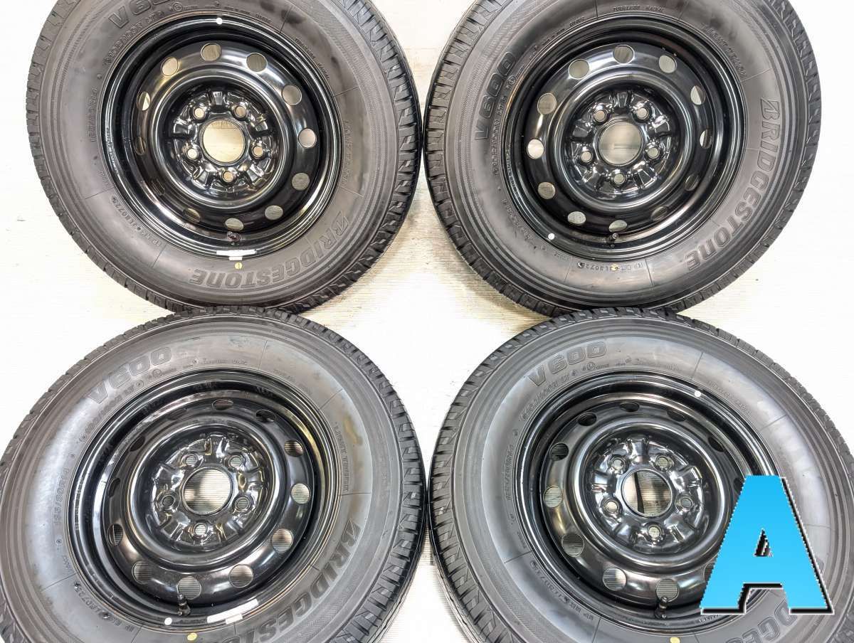 185/80R14 102/100 ブリヂストン V600 マツダ純正 14x5.0 114.3-5穴 中古タイヤ サマータイヤ ホイールセット 4本セット s14260529037