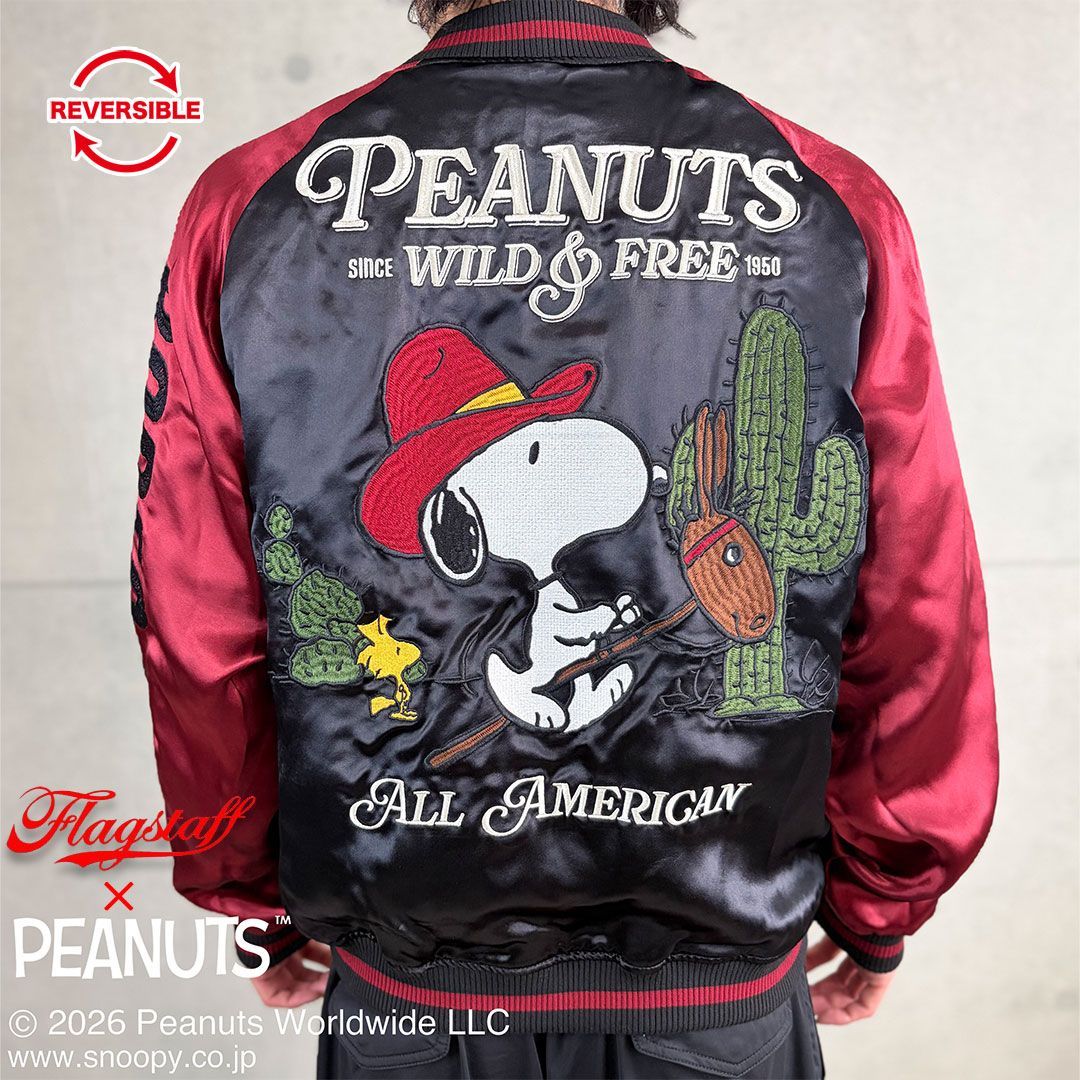 SNOOPY×Flag Staff PEANUTS RODEO CLUB SJ フラッグスタッフ リバーシブル スカジャン 462033 カウボーイ バイク 刺しゅう ブルゾン 26SS