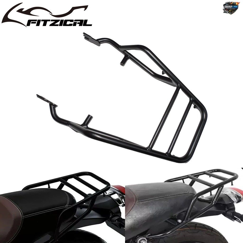 カワサキ W400 W650 W800 用 ブラック モーターサイクル リア ラゲッジ ラック キャリア シェルフ ブラケット バックレスト