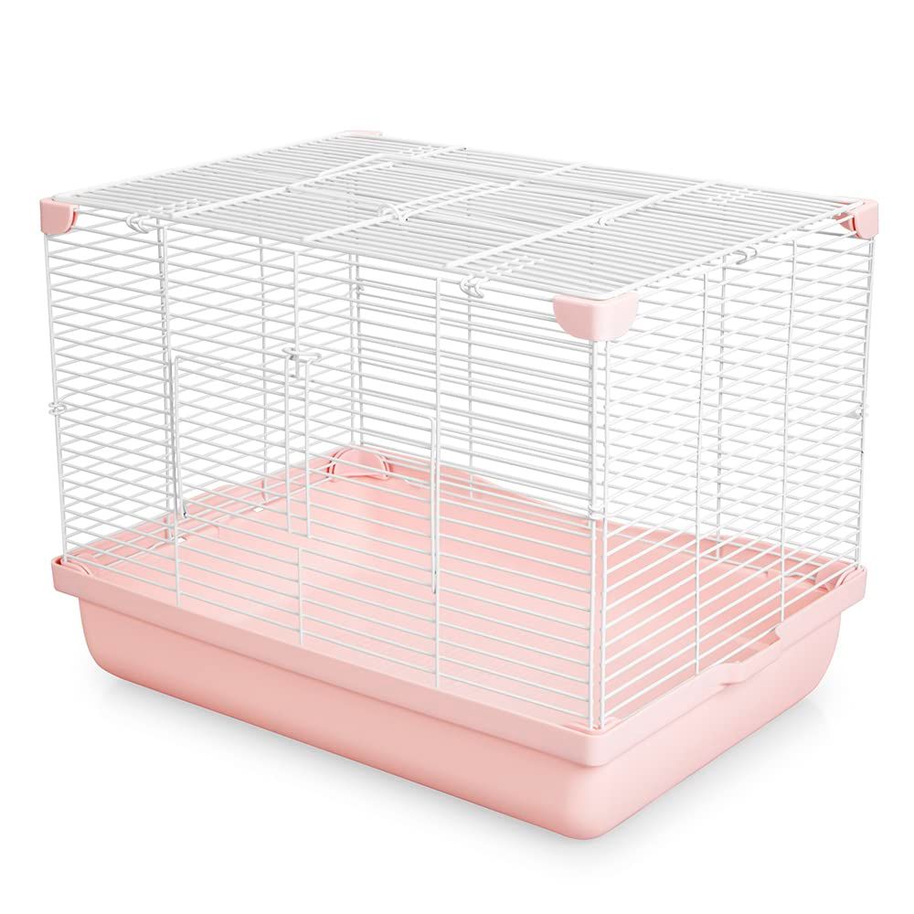 小動物ケージ デグー お掃除しやすい 通気 持ち運びやすい モルモット うさぎ ゴールデンハムスター キンクマハムスターなど適用 脱走防止 ロック付き(ピンク色)mt e8c0efac
