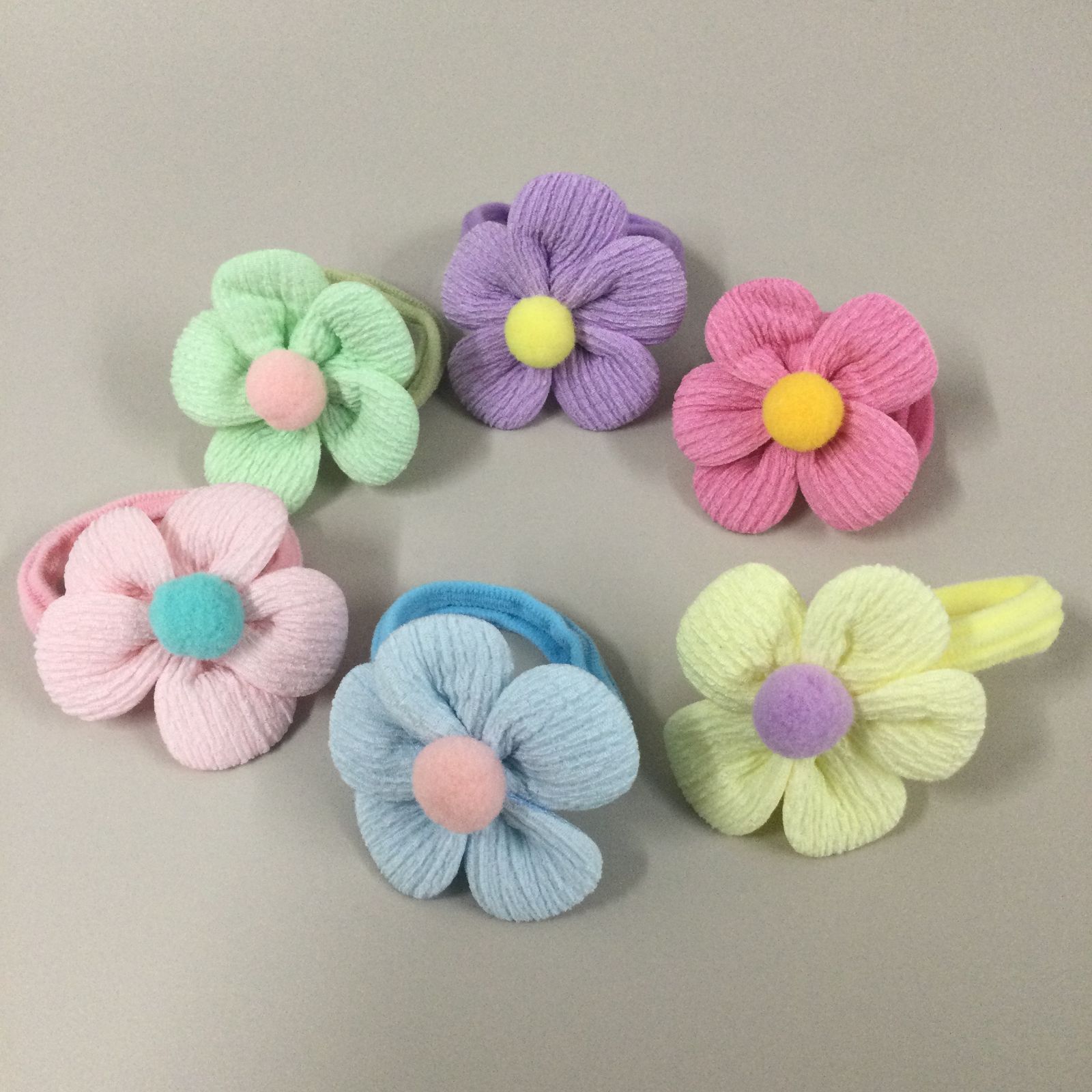 KHA511-0015【新品・未使用品】キッズ ヘアゴム リボン＆お花 パステル