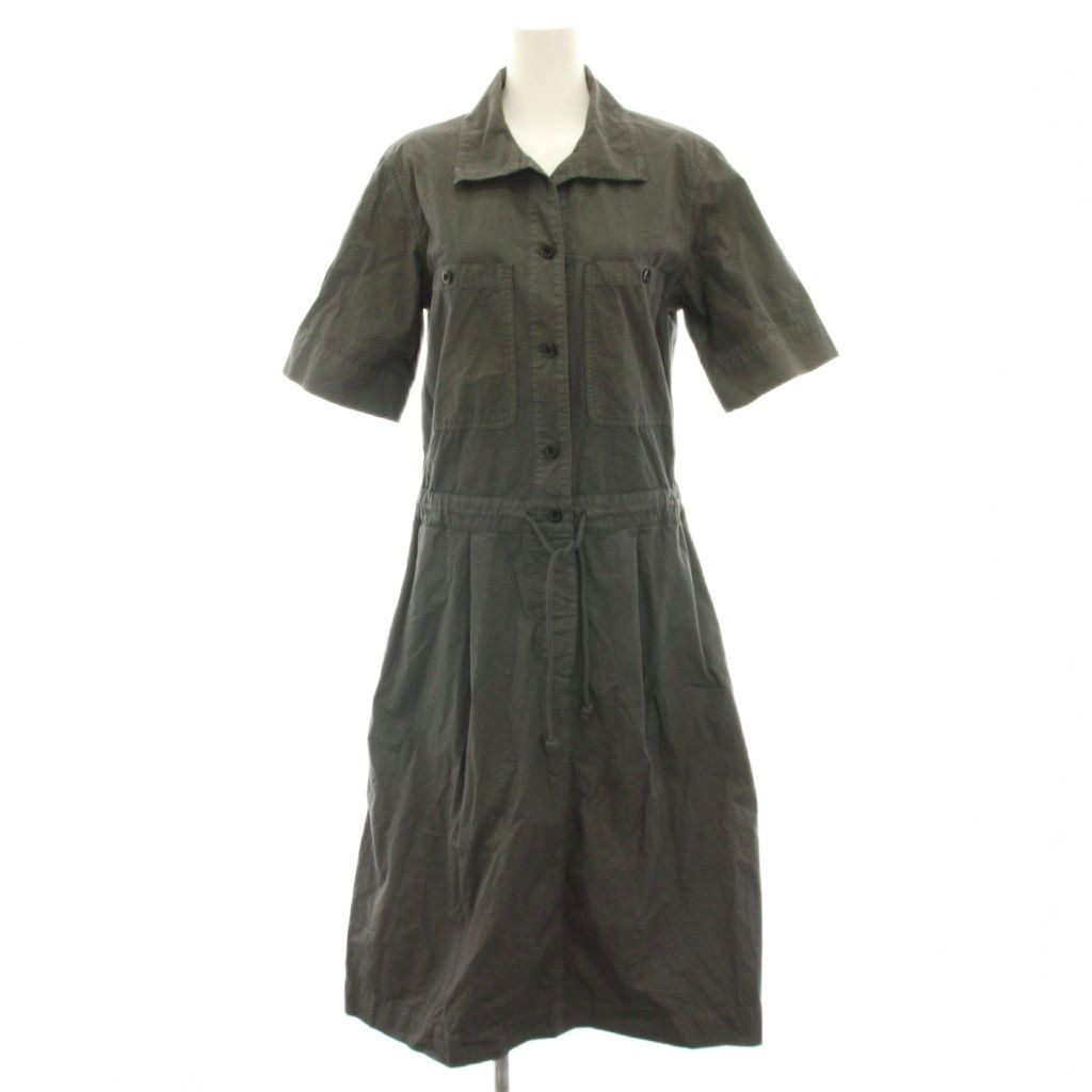 マーガレットハウエル MHL. SUPERFINE COTTON TWILL DRESS シャツワンピース ミモレ ロング 半袖 2 グレー 595-9157500 /HN