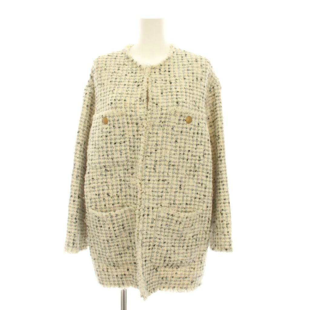 ジャーナルスタンダードレサージュ journal standard L'essage 22AW GIOLICAツイード BIGジャケット ノーカラー アウター ナチュラル グレー 22010370000030 /YM
