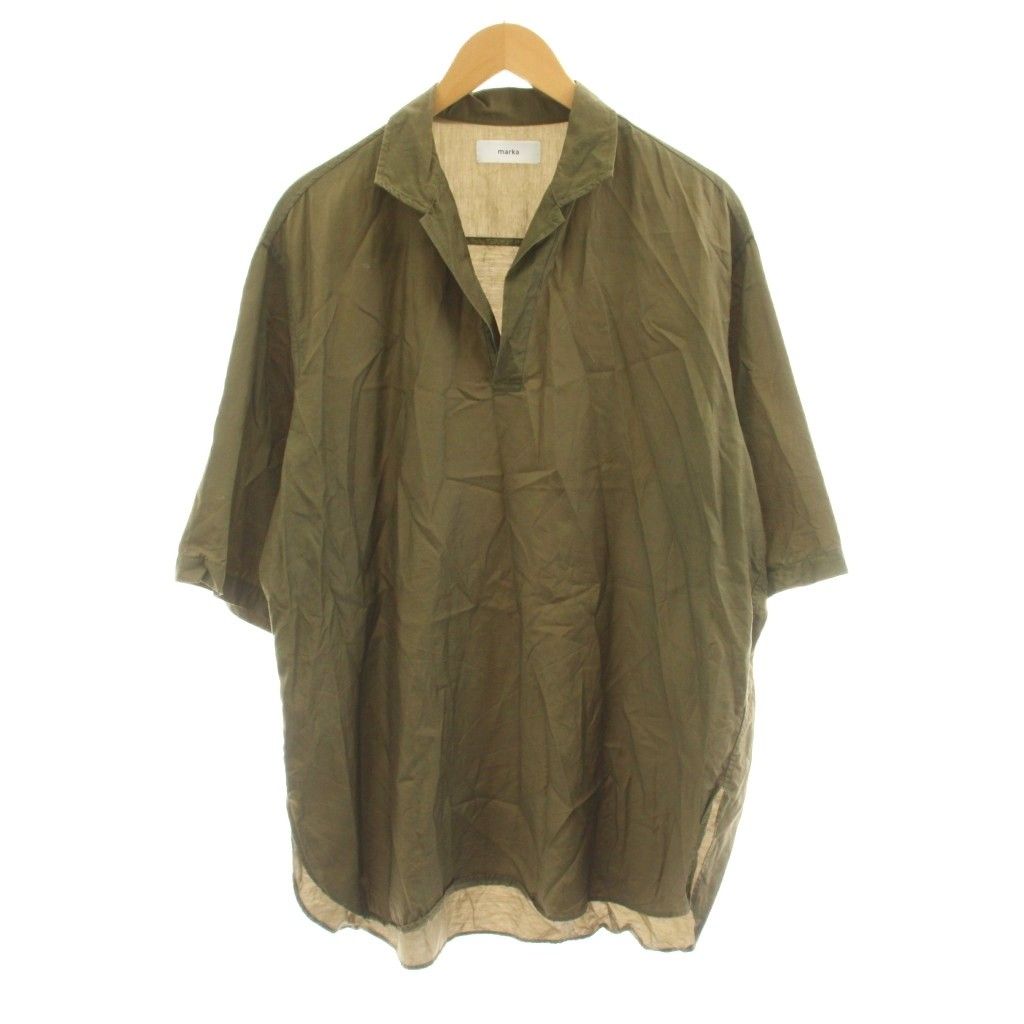 マーカ marka キュプラ×オーガニックコットンツイル スキッパーシャツ 半袖 2 カーキ M22B-05SH01B /KU