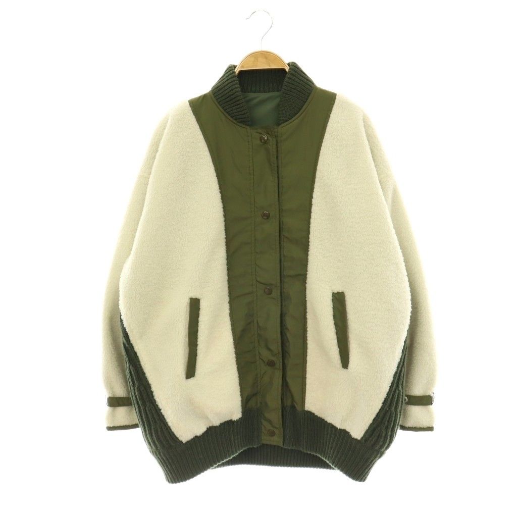 アメリヴィンテージ Ameri VINTAGE ボア切替ジャケット ブルゾン F カーキ ホワイト /HK ■OS