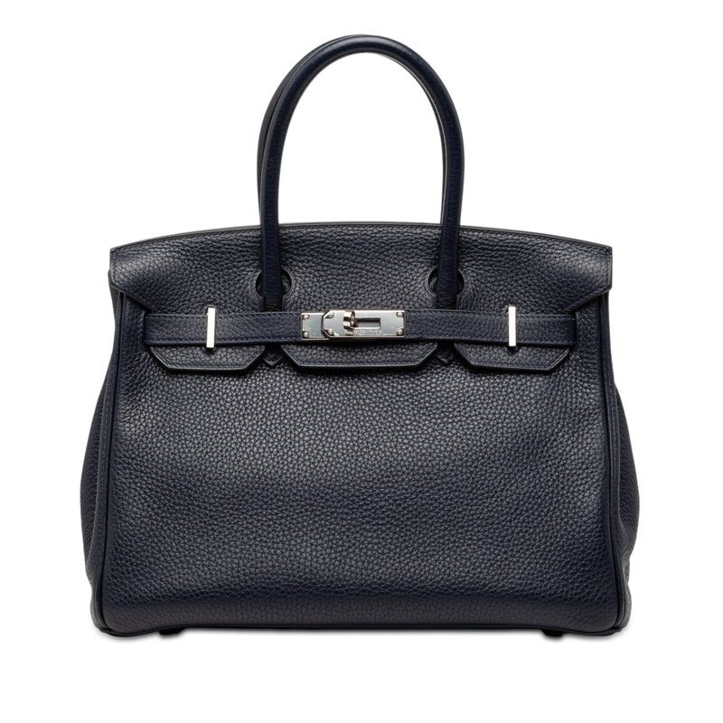 エルメス バーキン30 内縫い ハンドバッグ ブルーニュイ ローズパープル シルバー金具 トリヨンクレマンス レディース HERMES【1-0254246】