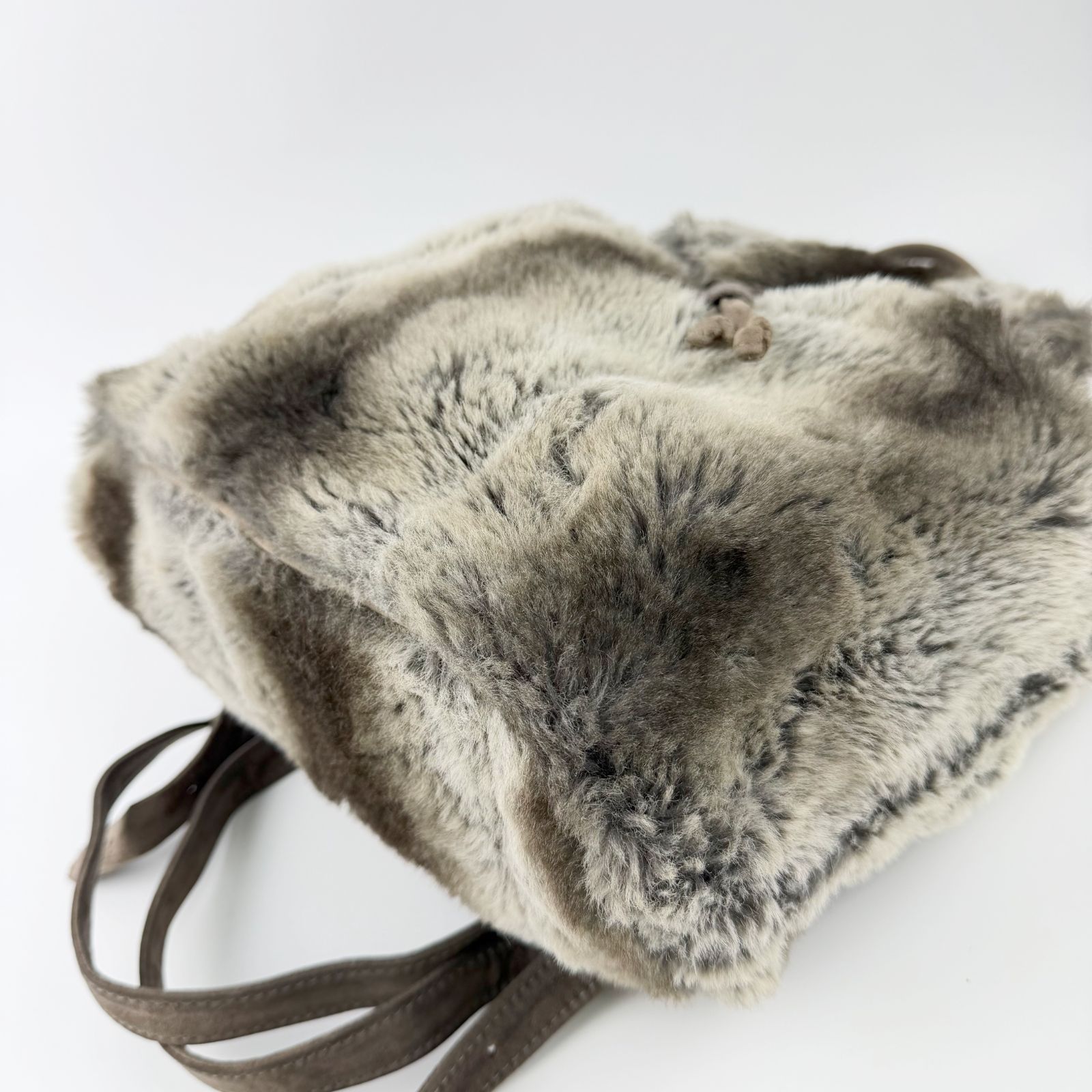 中古】FENDI フェンディ ズッカ柄裏地 リュックサック ファー スエード 