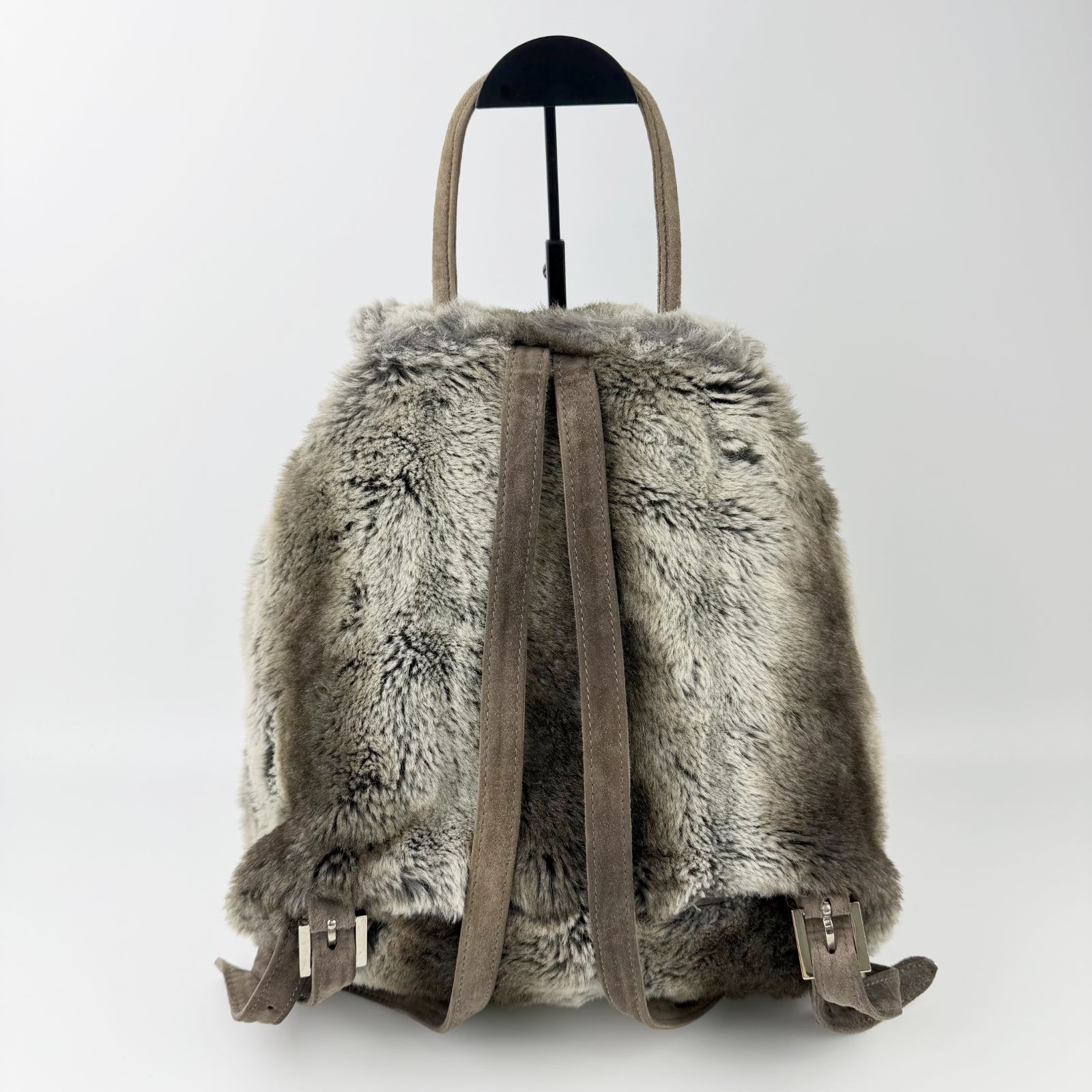 中古】FENDI フェンディ ズッカ柄裏地 リュックサック ファー スエード 