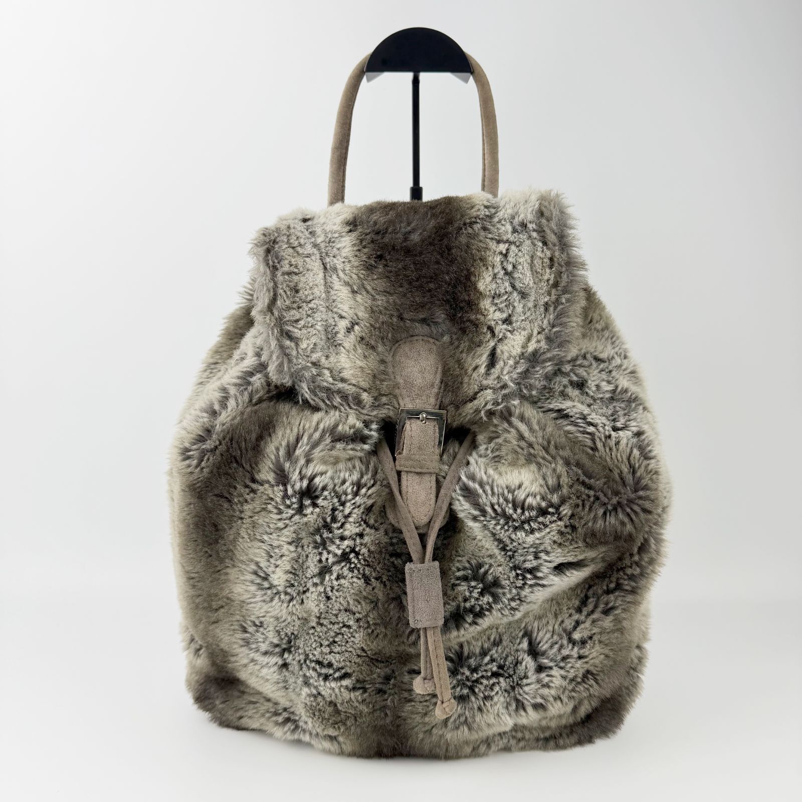 中古】FENDI フェンディ ズッカ柄裏地 リュックサック ファー スエード