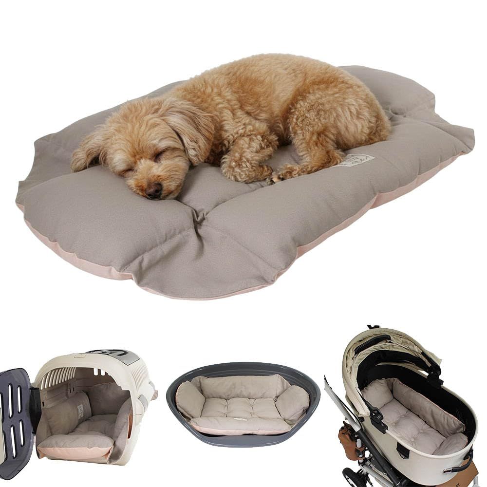 R★Helen's Via マルチフィット クレートクッション 犬用ベッド Sサイズ ? 洗える 両面生地(ベージュ/ピンク) ペットキャリー・プラスチックベッド・ペットカート対応 クレートマット 29a82895