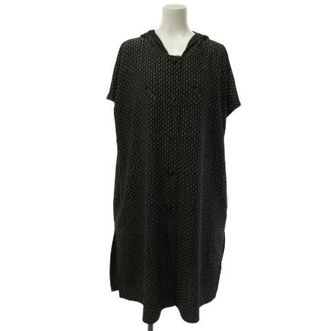 シセンドウ 詩仙堂 HITOSHI TAMURA ちりめん ジャケット ノースリーブ ワンピース 総柄 フード ブラック 黒 7,630円