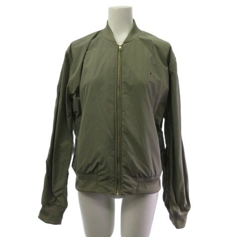 トミーヒルフィガー TOMMY HILFIGER MA-1 ジャケット ブルゾン ワンポイント ジップアップ カーキ S