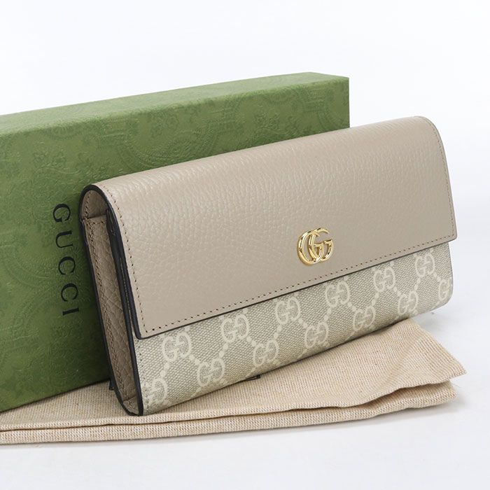 GUCCI グッチ バイカラー コンチネンタルウォレット ダブルG 456116 長財布二折 GGスプリームキャンバス【中古】 レディース